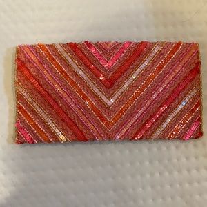 Christian Livingston Red Chevron Clutch/Wallet